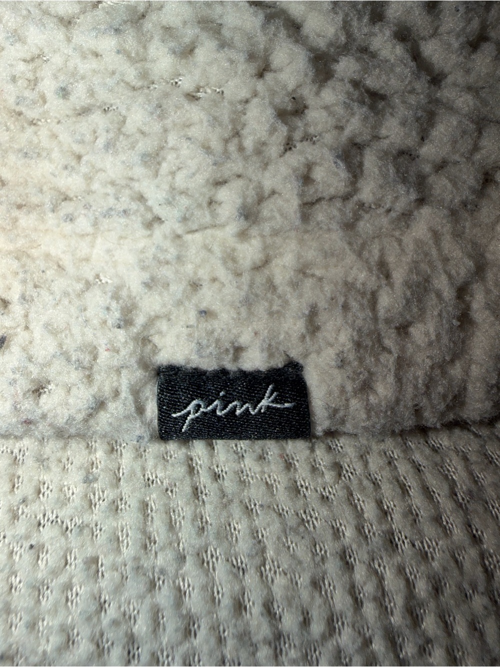 PINK Victoria's Secret Ivory Sherpa Half-Zip Hoodie - Picture 9 of 10
